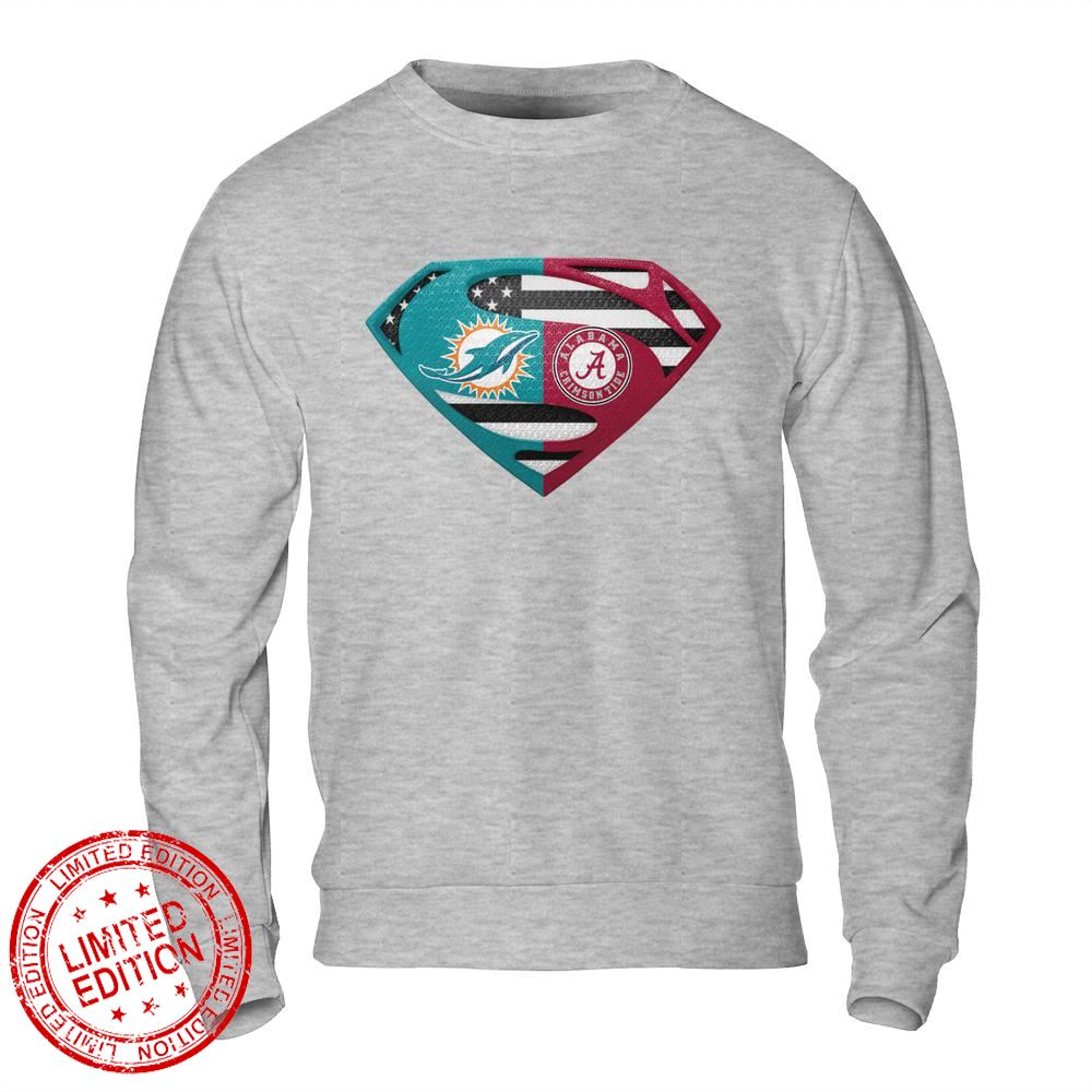 Miami Dolphins Alabama Crimson Tide Superman Logo Us Flag Shirt