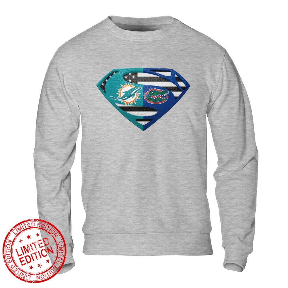 Miami Dolphins Florida Gators Superman Logo Us Flag Shirt