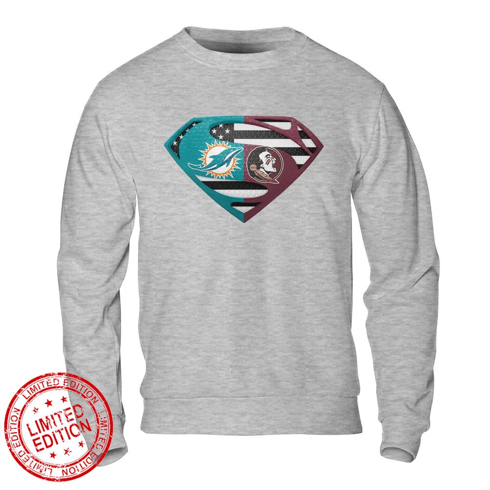 Miami Dolphins Florida State Seminoles Superman Logo Us Flag Shirt