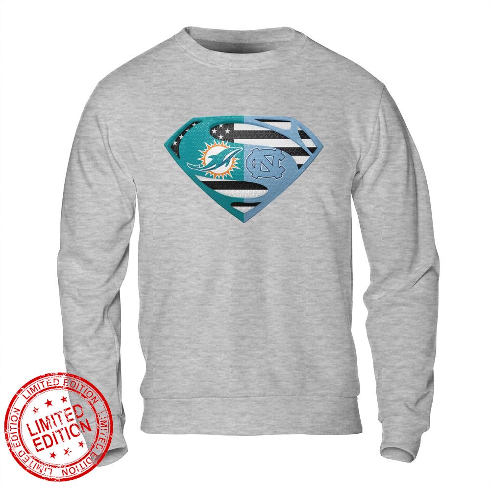 Miami Dolphins North Carolina Tar Heels Superman Logo Us Flag Shirt