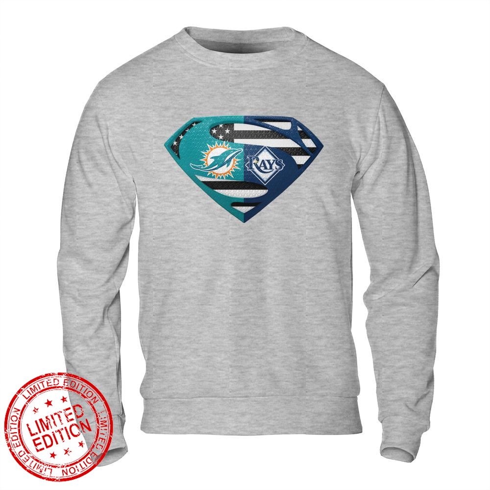 Miami Dolphins Tampa Bay Rays Superman Logo Us Flag Shirt