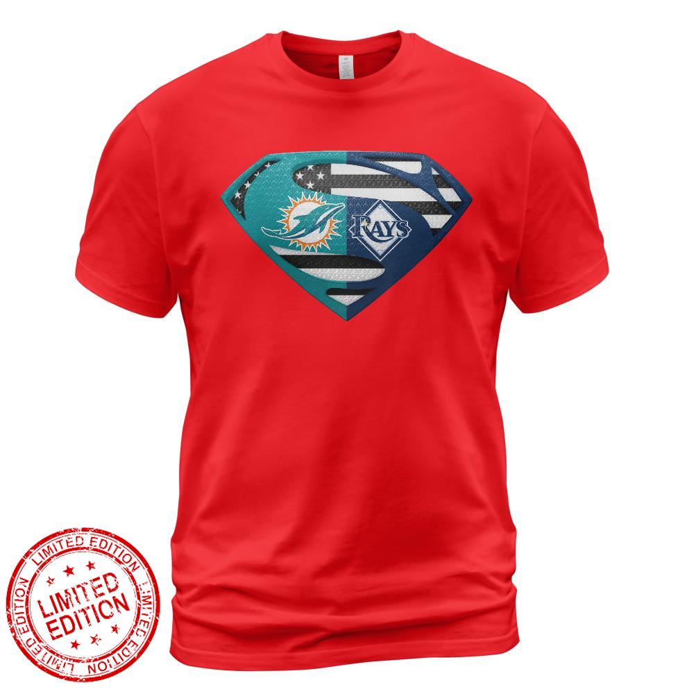 Miami Dolphins Tampa Bay Rays Superman Logo Us Flag Shirt