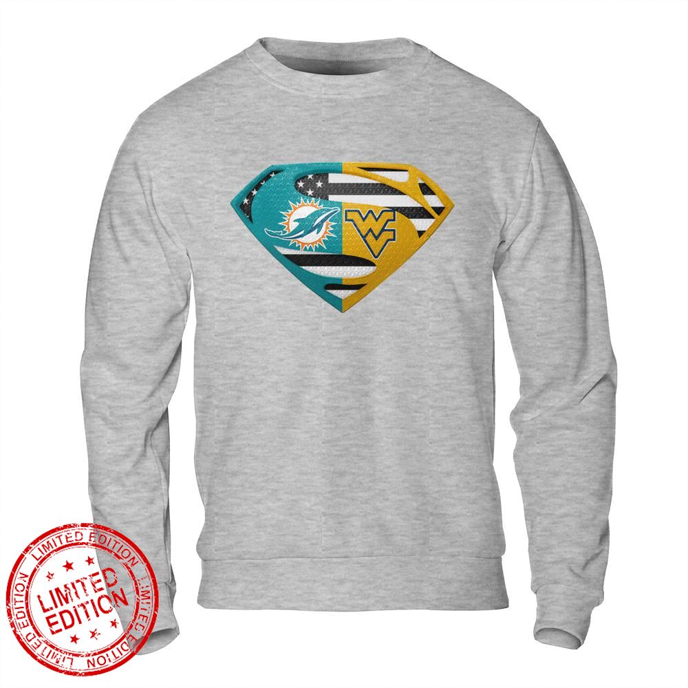 Miami Dolphins West Virginia Mountaineers Superman Logo Us Flag Shirt