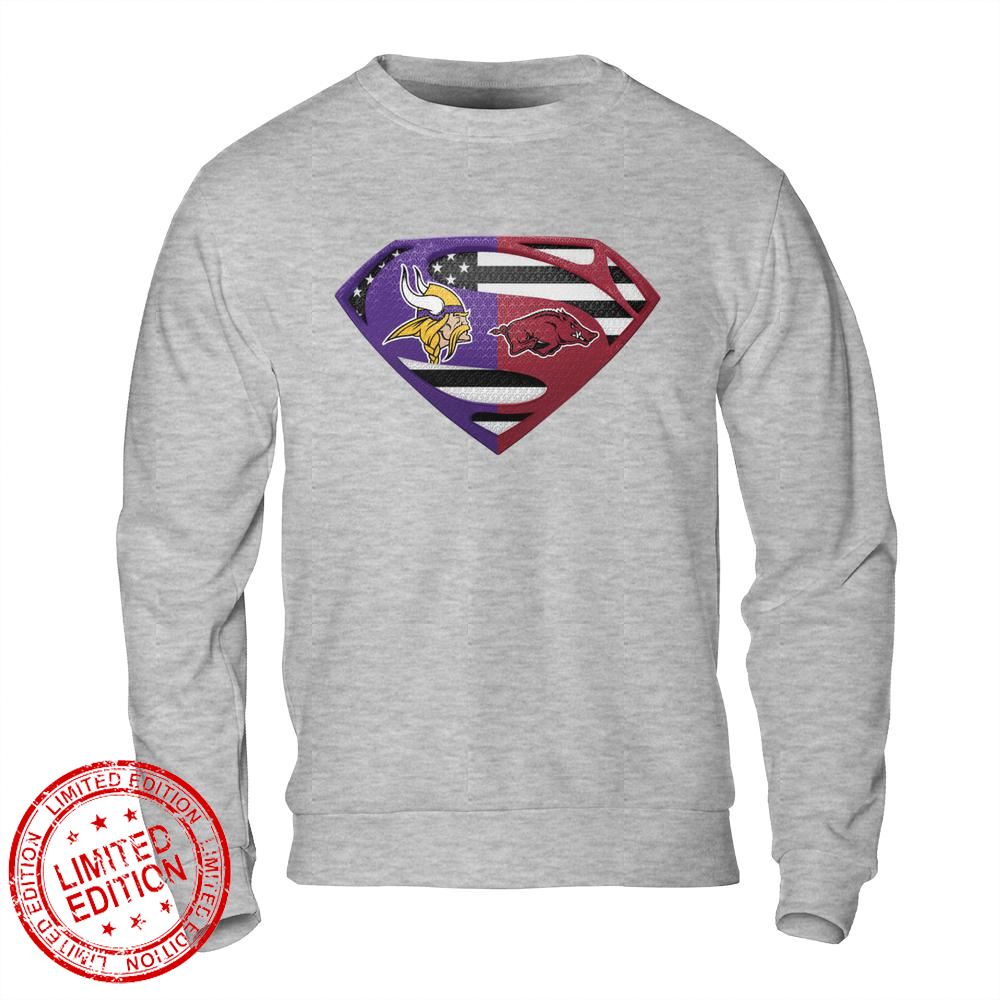 Minnesota Vikings Arkansas Razorbacks Superman Logo Us Flag Shirt