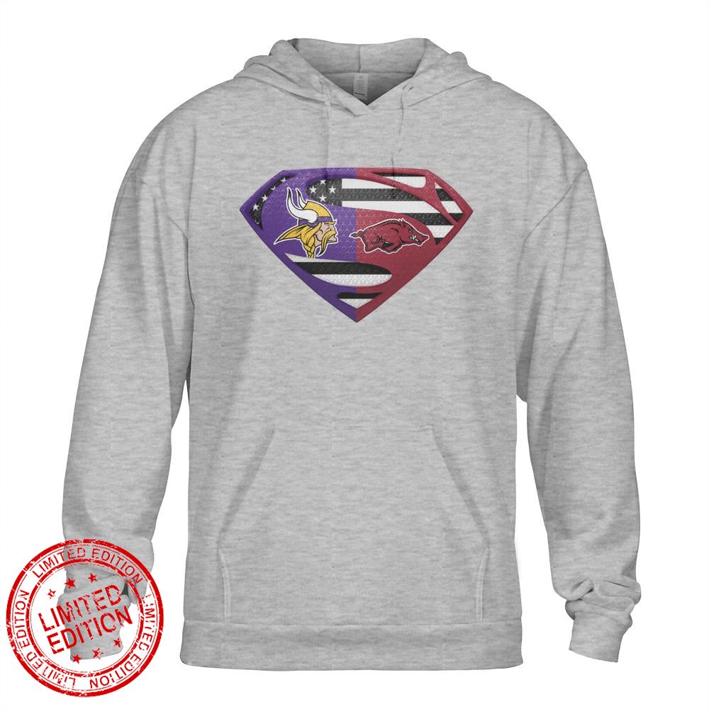 Minnesota Vikings Arkansas Razorbacks Superman Logo Us Flag Shirt Minnesota Vikings Arkansas Razorbacks Superman Logo Us Flag Shirt