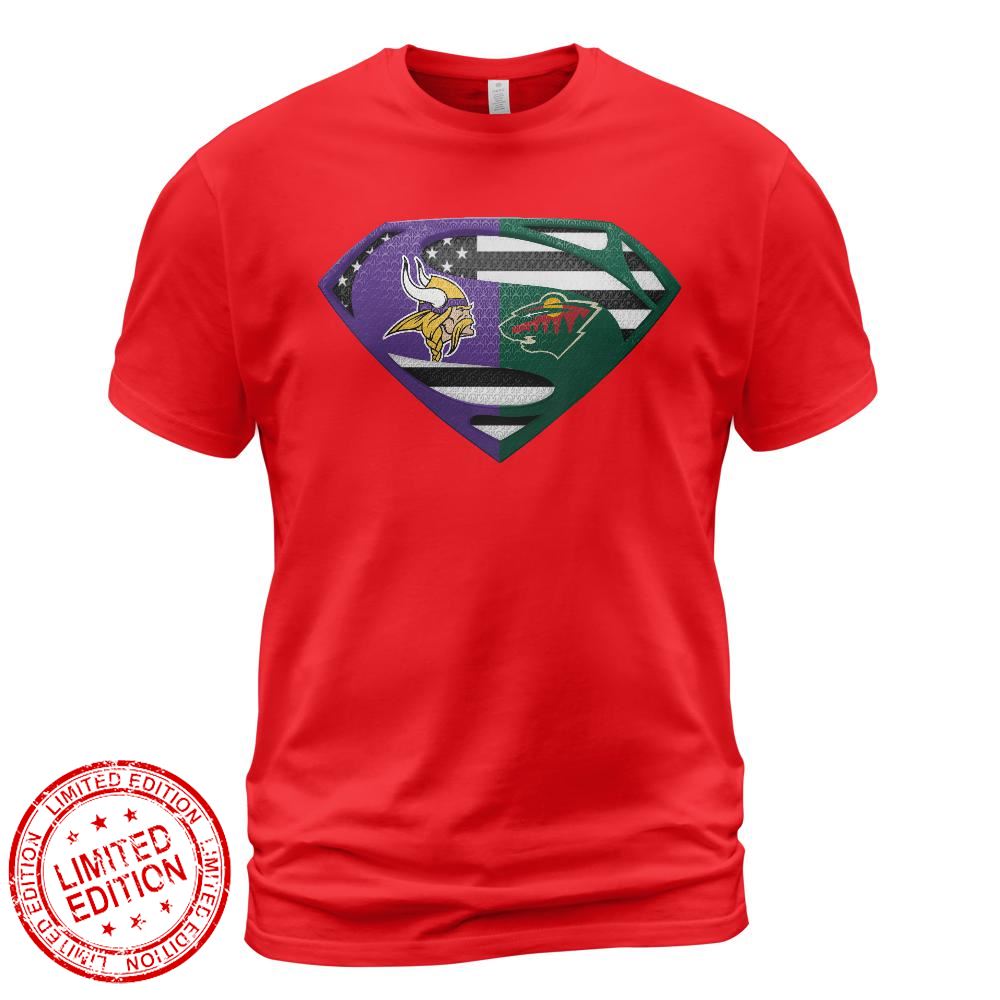 Minnesota Vikings Minnesota Wild Superman Logo Us Flag Shirt