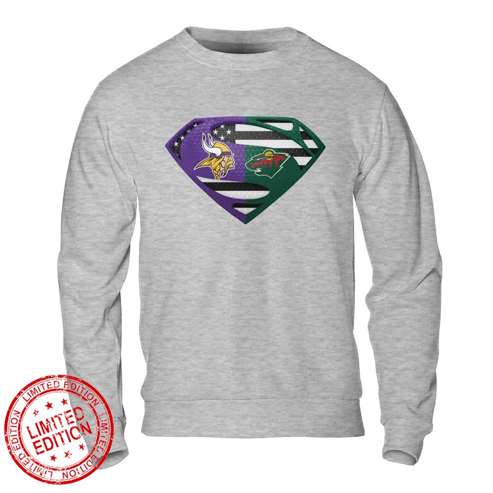 Minnesota Vikings Minnesota Wild Superman Logo Us Flag Shirt