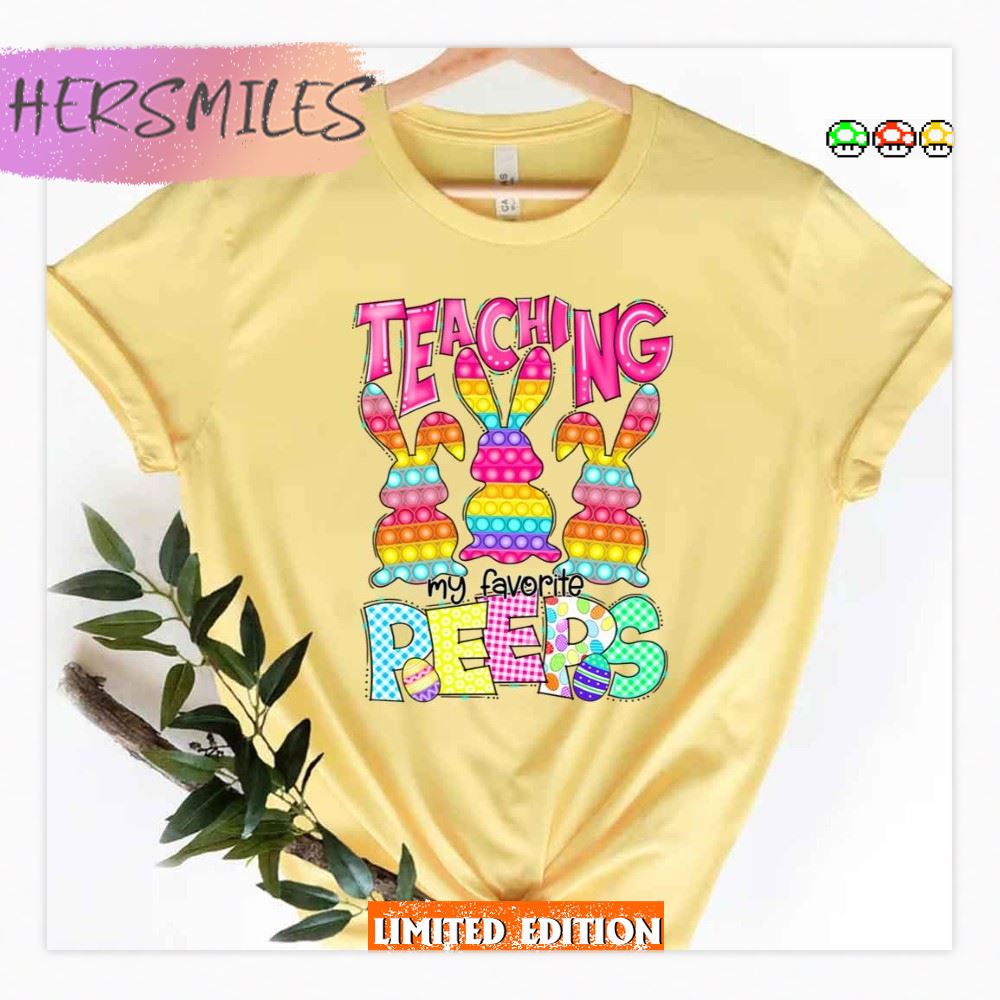 Neon Pastel Color Bunnies Easter Teacher Shirt