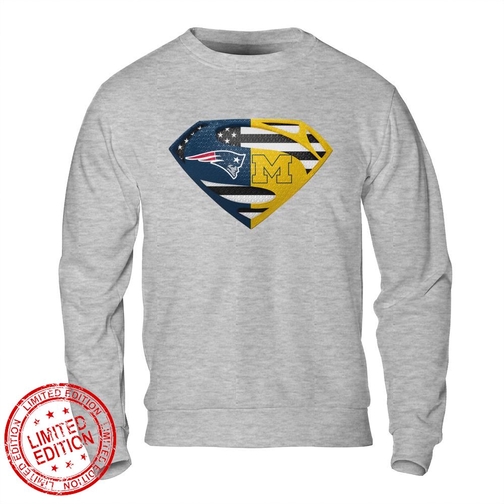 New England Patriots Michigan Wolverines Superman Logo Us Flag Shirt