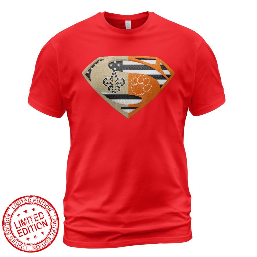 New Orleans Saints Clemson Cleveland Tigers Superman Logo Us Flag Shirt