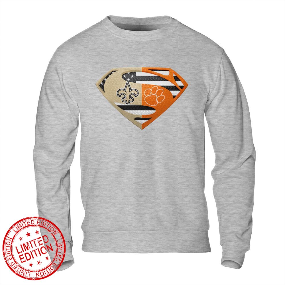 New Orleans Saints Clemson Cleveland Tigers Superman Logo Us Flag Shirt