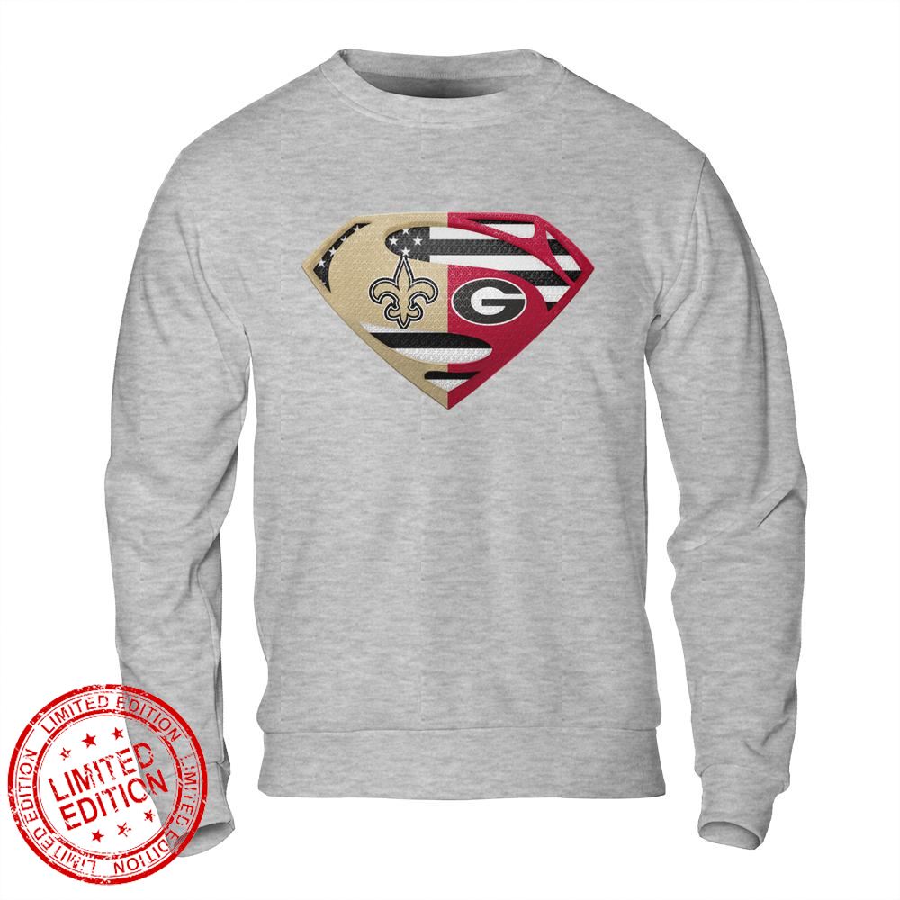 New Orleans Saints Georgia Bulldogs Superman Logo Us Flag Shirt