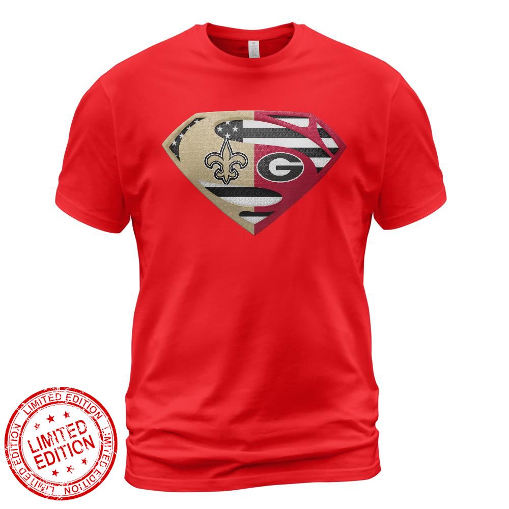 New Orleans Saints Georgia Bulldogs Superman Logo Us Flag Shirt