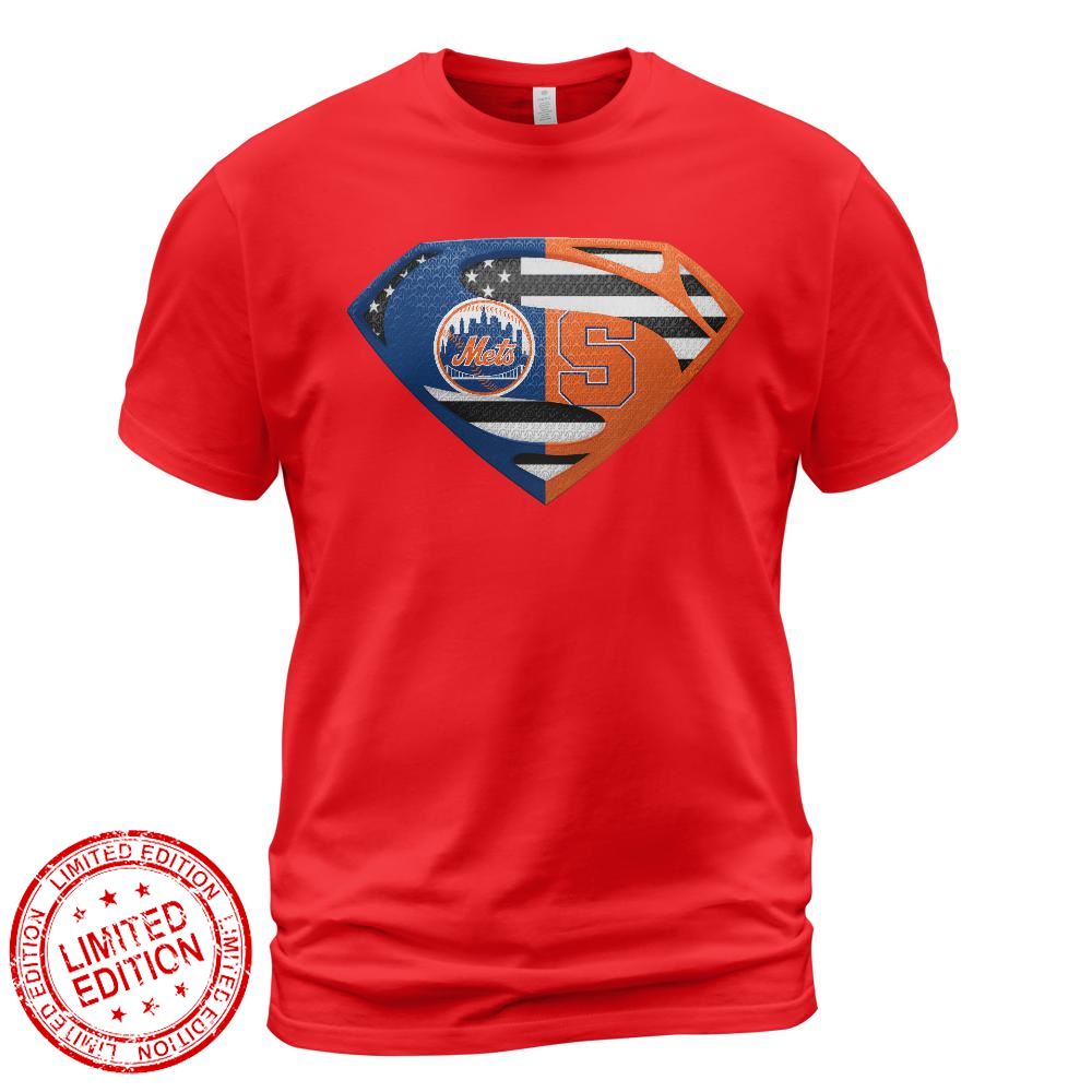 New York Mets Syracuse Orange Superman Logo Us Flag Shirt