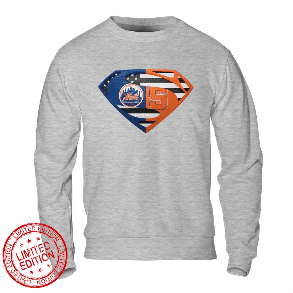New York Mets Syracuse Orange Superman Logo Us Flag Shirt