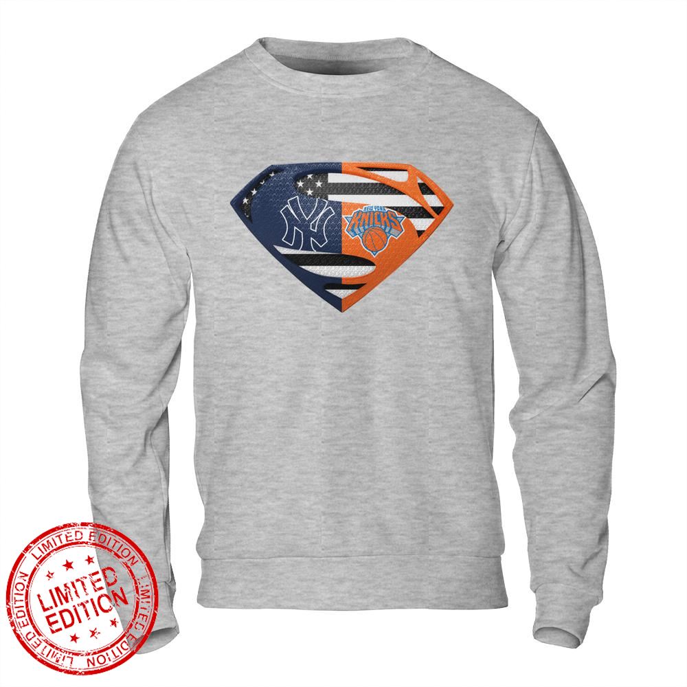 New York Yankees New York Knicks Superman Logo Us Flag Shirt