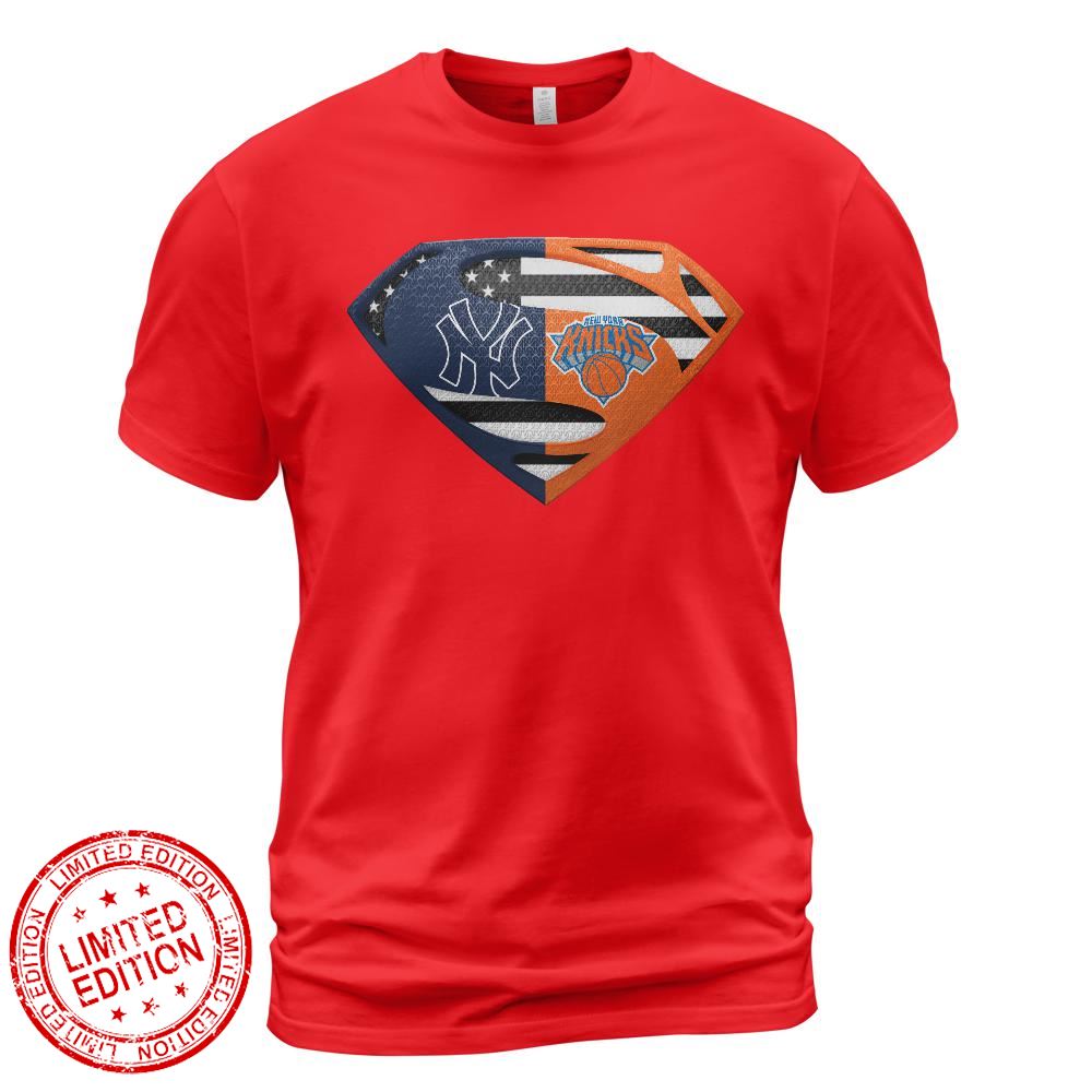 New York Yankees New York Knicks Superman Logo Us Flag Shirt