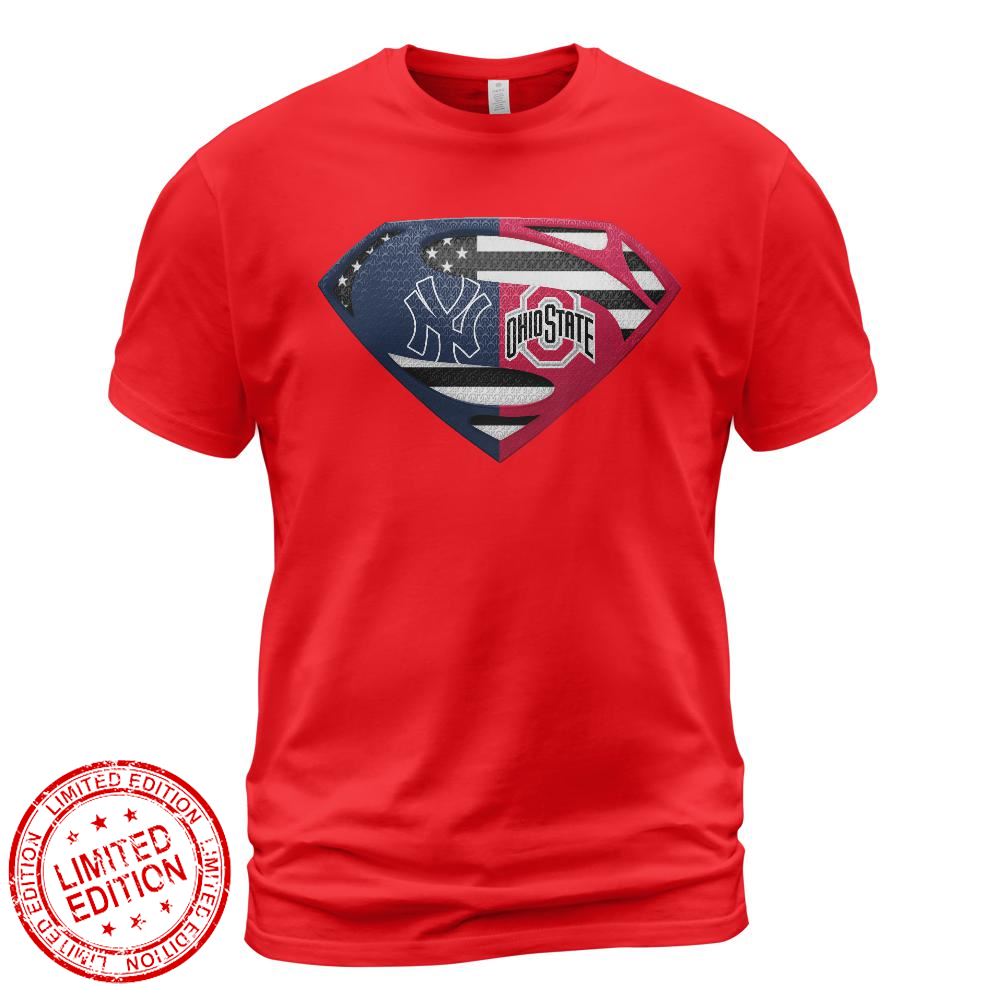 New York Yankees Ohio State Buckeyes Superman Logo Us Flag Shirt