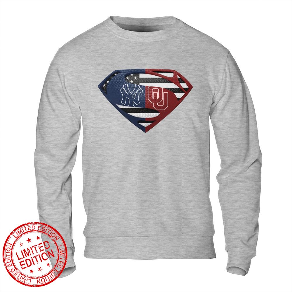 New York Yankees Oklahoma Sooners Superman Logo Us Flag Shirt