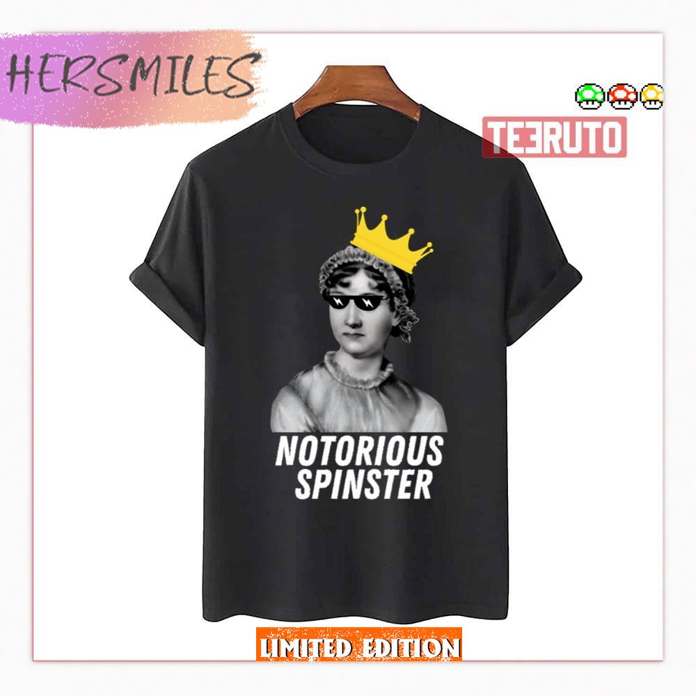 Notorious Spinster White Text Shirt