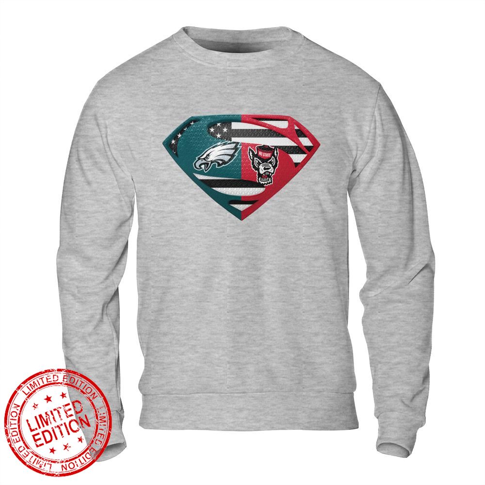 Philadelphia Eagles Nc State Wolfpack Superman Logo Us Flag Shirt