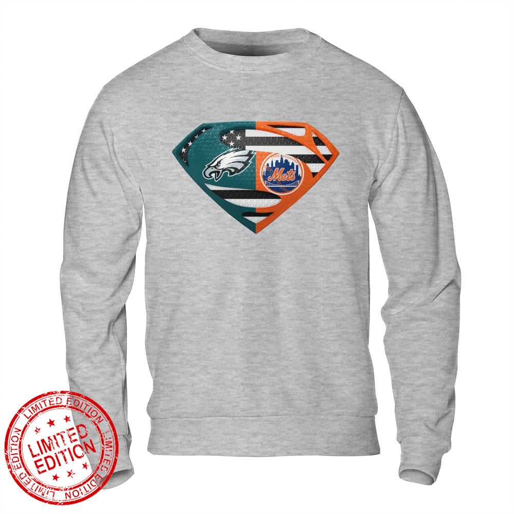 Philadelphia Eagles New York Mets Superman Logo Us Flag Shirt