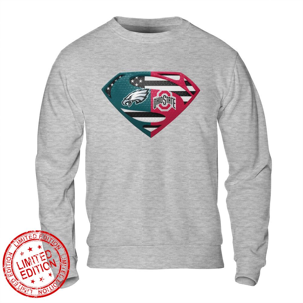 Philadelphia Eagles Ohio State Buckeyes Superman Logo Us Flag Shirt