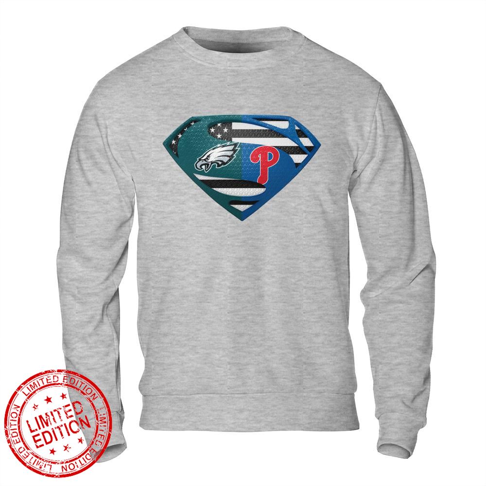 Philadelphia Eagles Phillies Superman Logo Us Flag Shirt