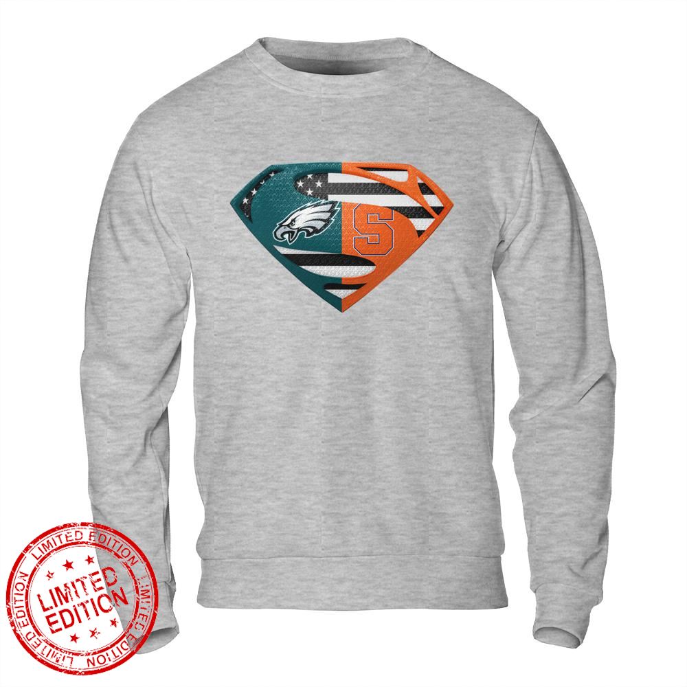 Philadelphia Eagles Syracuse Orange Superman Logo Us Flag Shirt