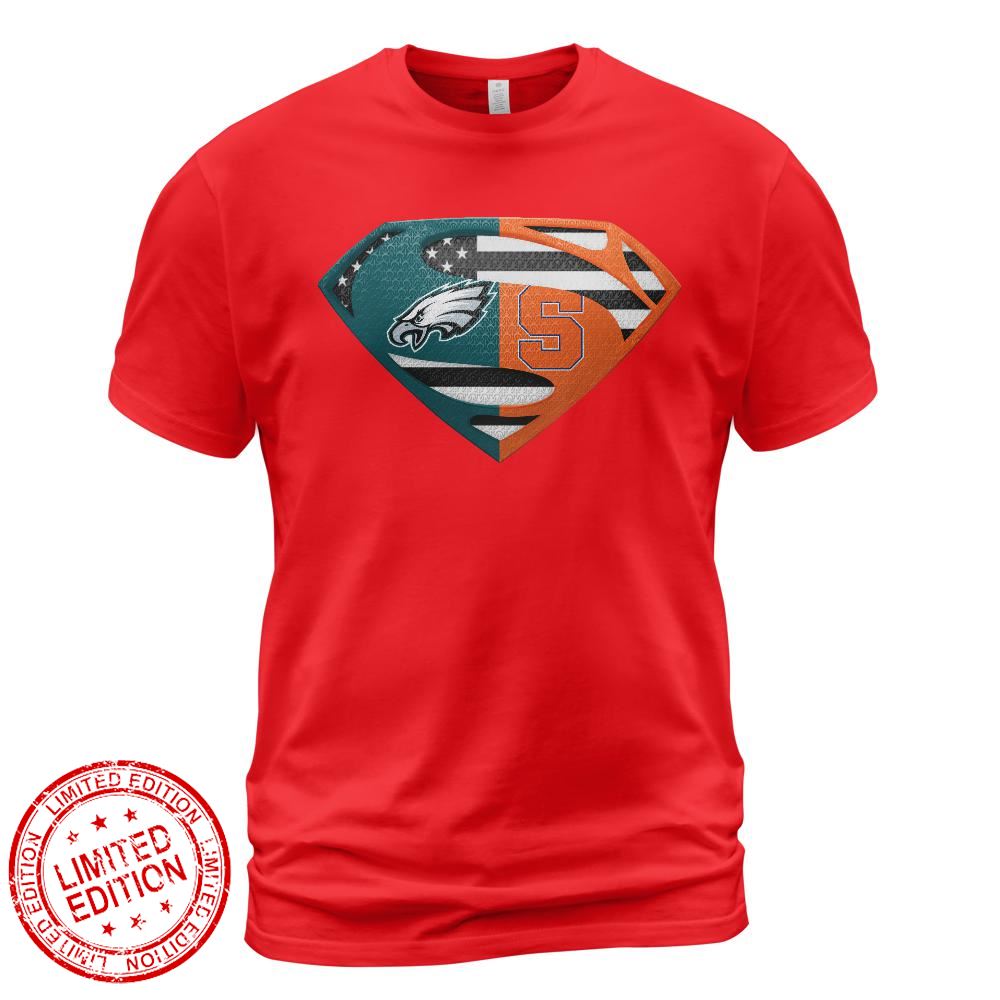 Philadelphia Eagles Syracuse Orange Superman Logo Us Flag Shirt