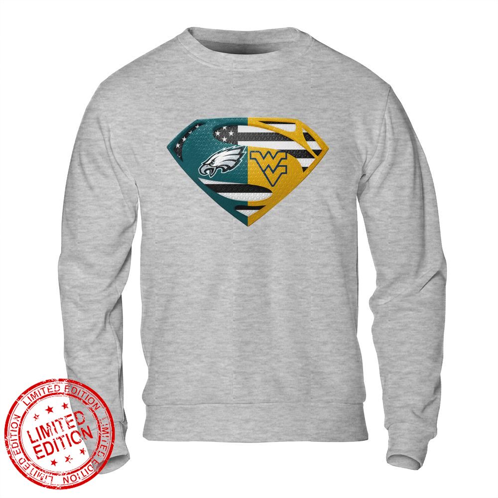 Philadelphia Eagles West Virginia Mountaineers Superman Logo Us Flag Shirt