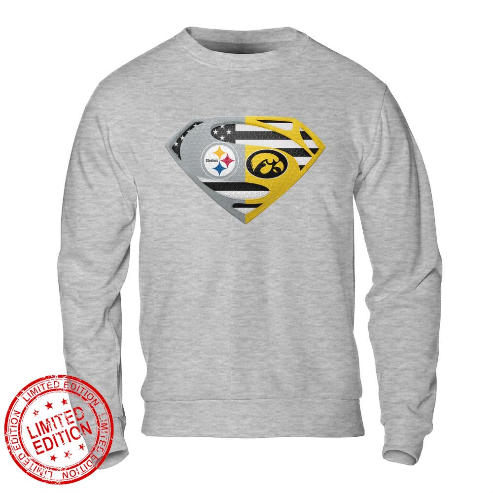 Pittsburgh Steelers Iowa Hawkeyes Superman Logo Us Flag Shirt