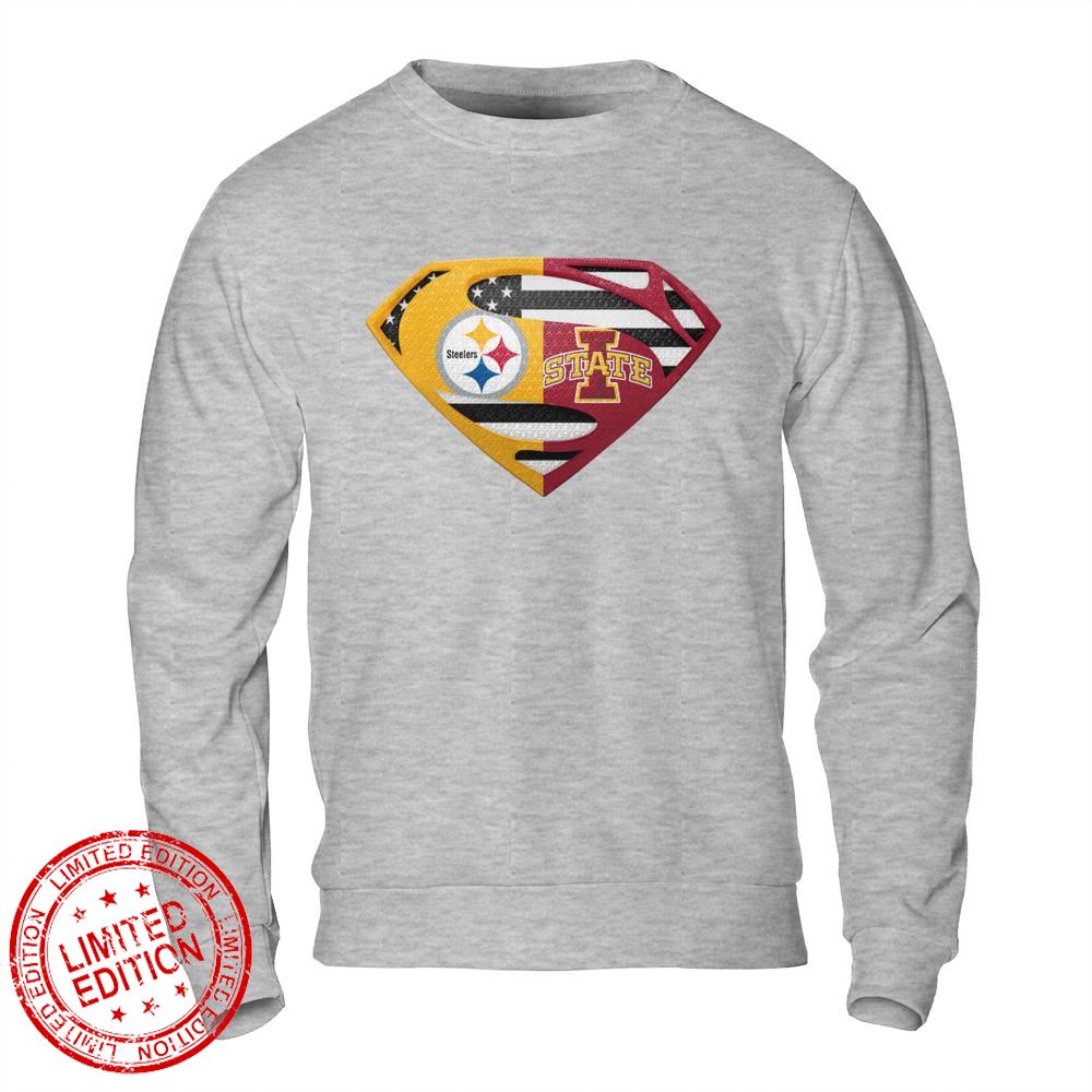 Pittsburgh Steelers Iowa State Cyclones Superman Logo Us Flag Shirt