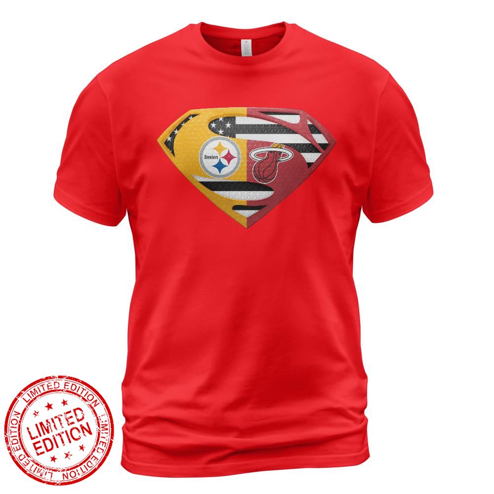Pittsburgh Steelers Miami Heat Superman Logo Us Flag Shirt