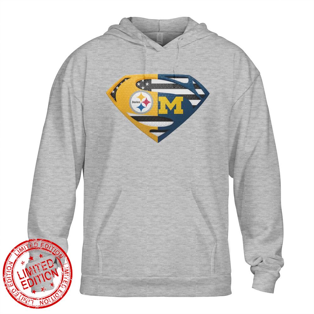 Pittsburgh Steelers Michigan Wolverines Superman Logo Us Flag Shirt Pittsburgh Steelers Michigan Wolverines Superman Logo Us Flag Shirt
