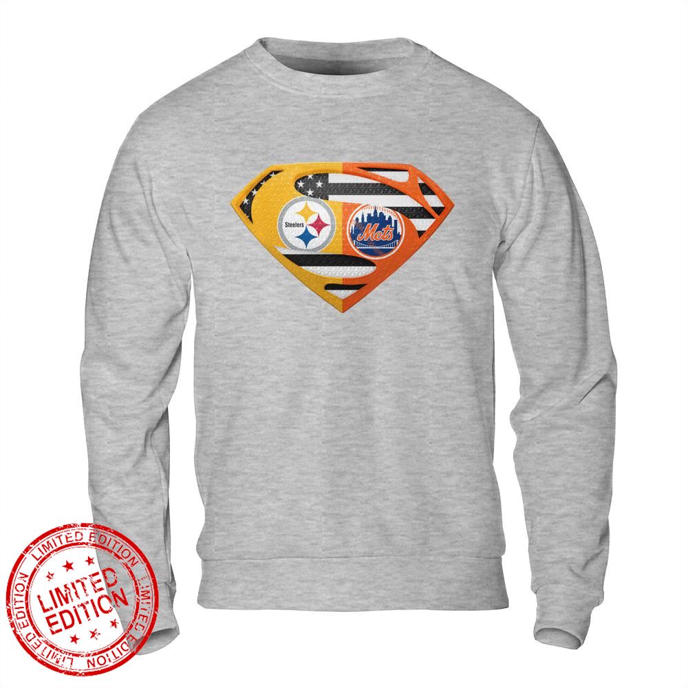 Pittsburgh Steelers New York Mets Superman Logo Us Flag Shirt