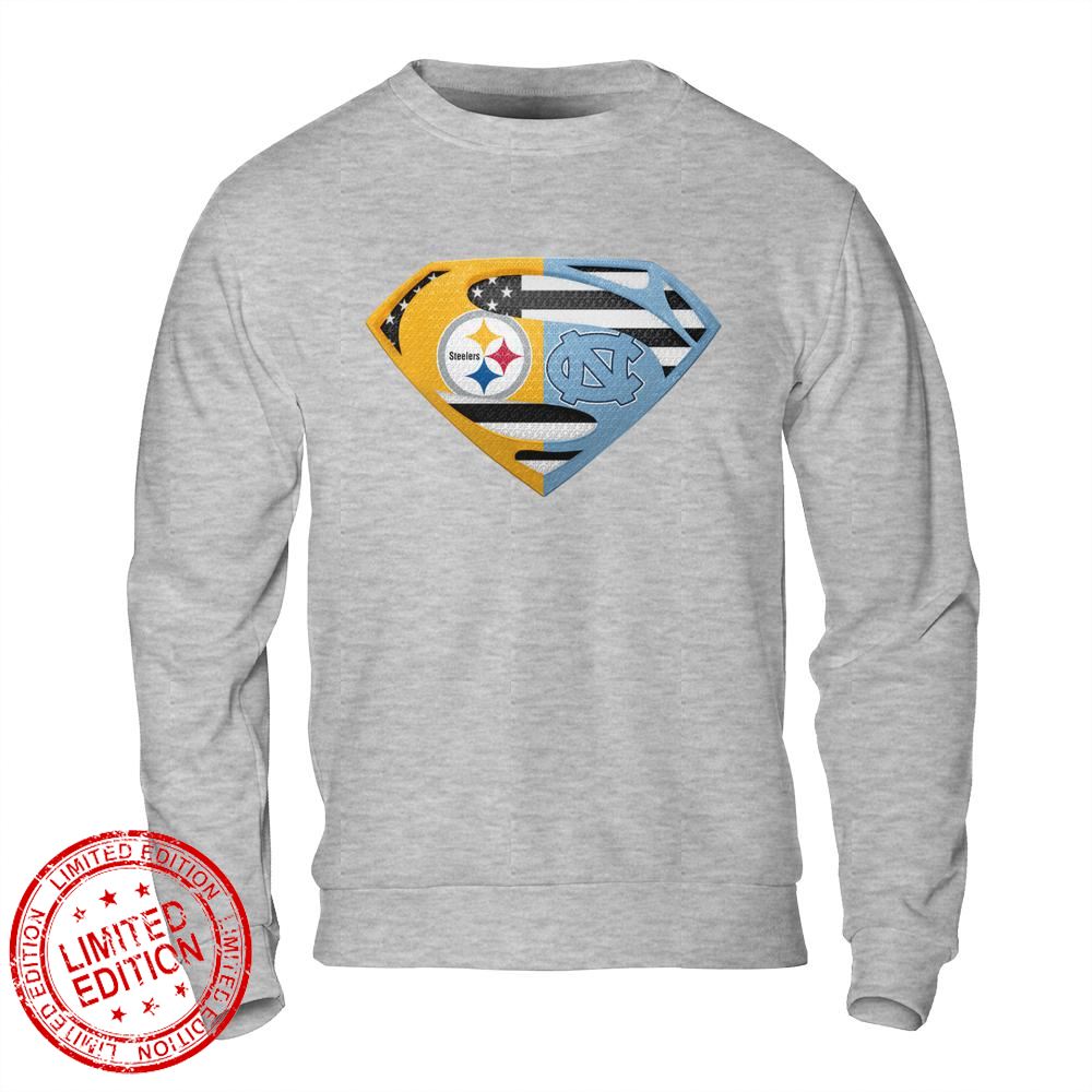 Pittsburgh Steelers North Carolina Tar Heels Superman Logo Us Flag Shirt