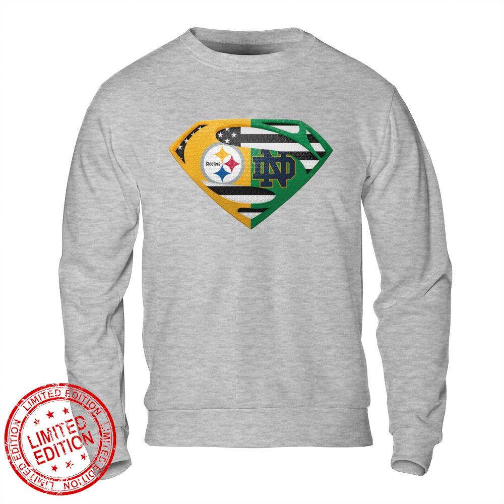 Pittsburgh Steelers Notre Dame Fighting Irish Superman Logo Us Flag Shirt
