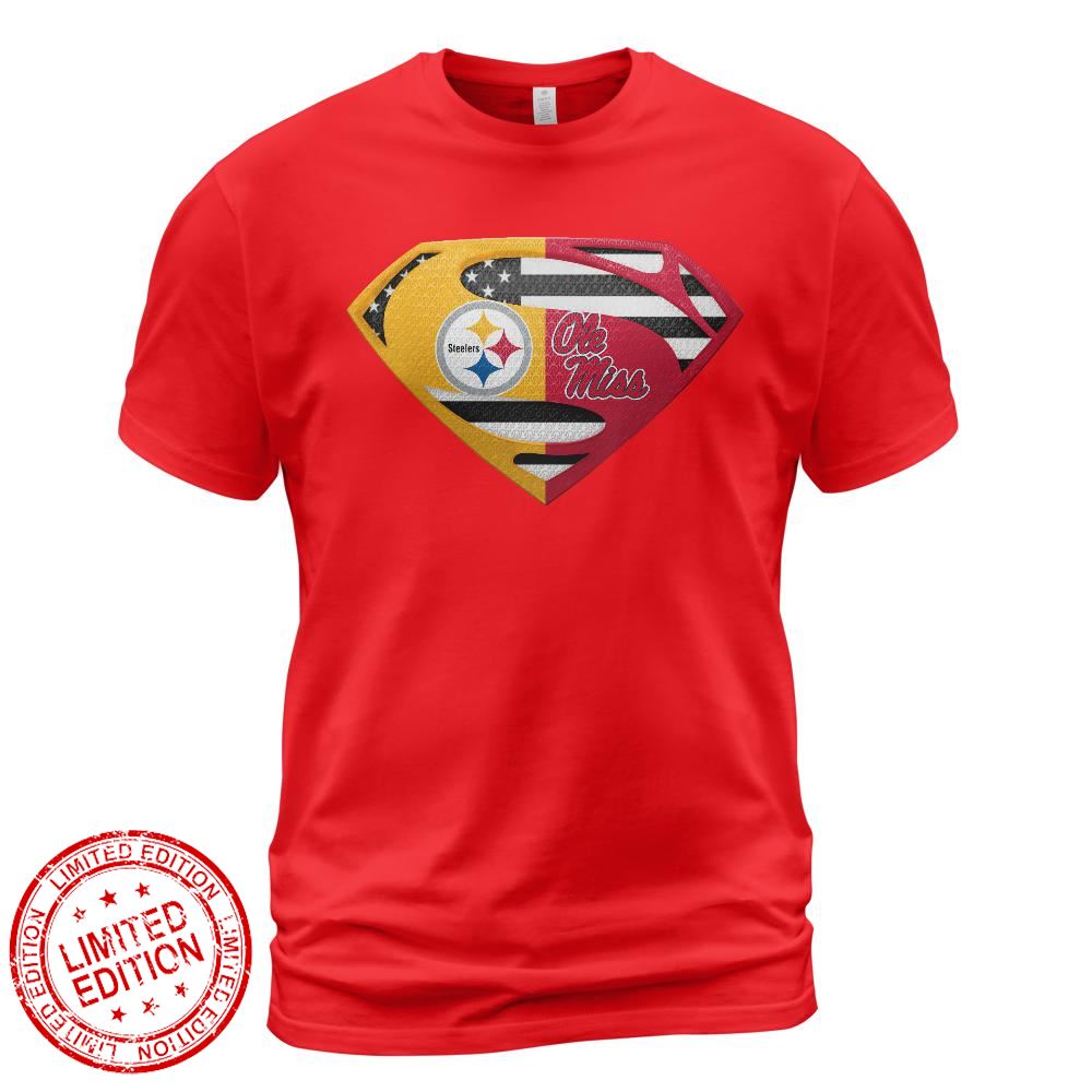 Pittsburgh Steelers Ole Miss Rebels Superman Logo Us Flag Shirt