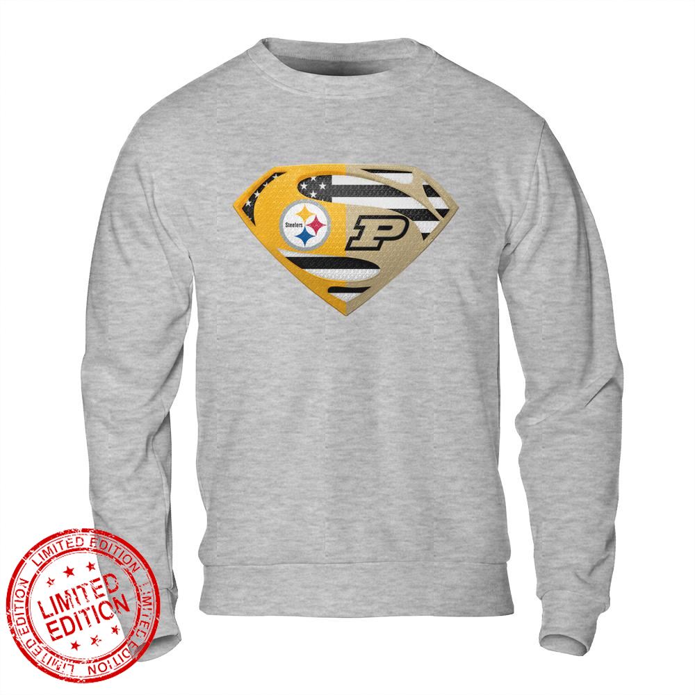 Pittsburgh Steelers Purdue Boilermakers Superman Logo Us Flag Shirt