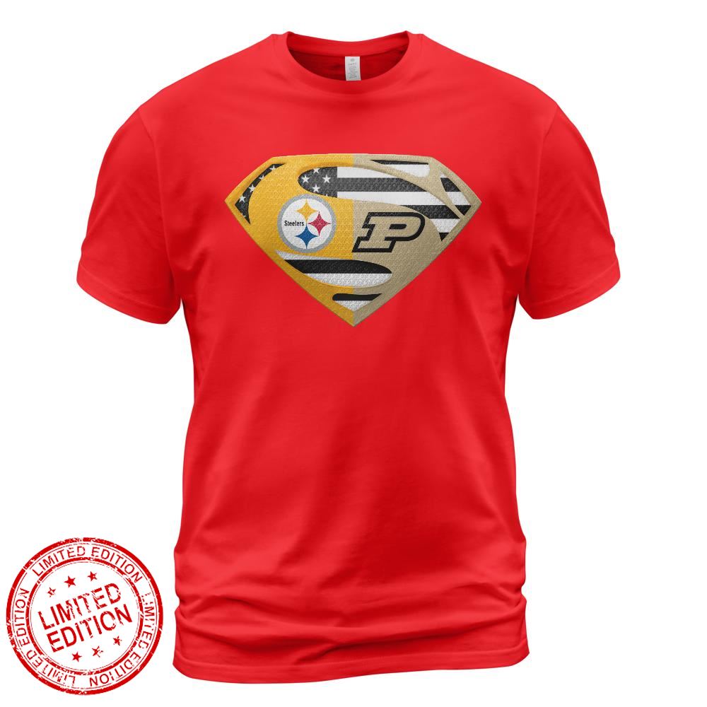 Pittsburgh Steelers Purdue Boilermakers Superman Logo Us Flag Shirt