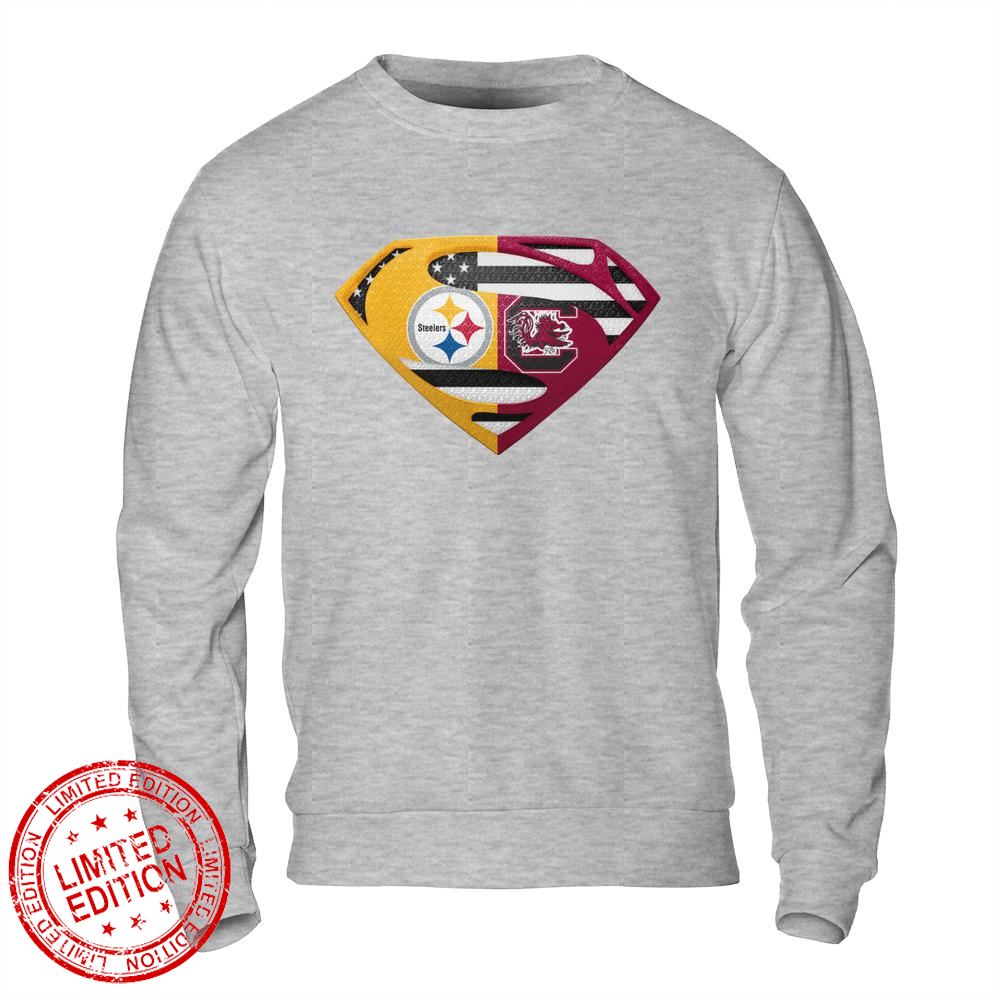 Pittsburgh Steelers South Carolina Gamecocks Superman Logo Us Flag Shirt