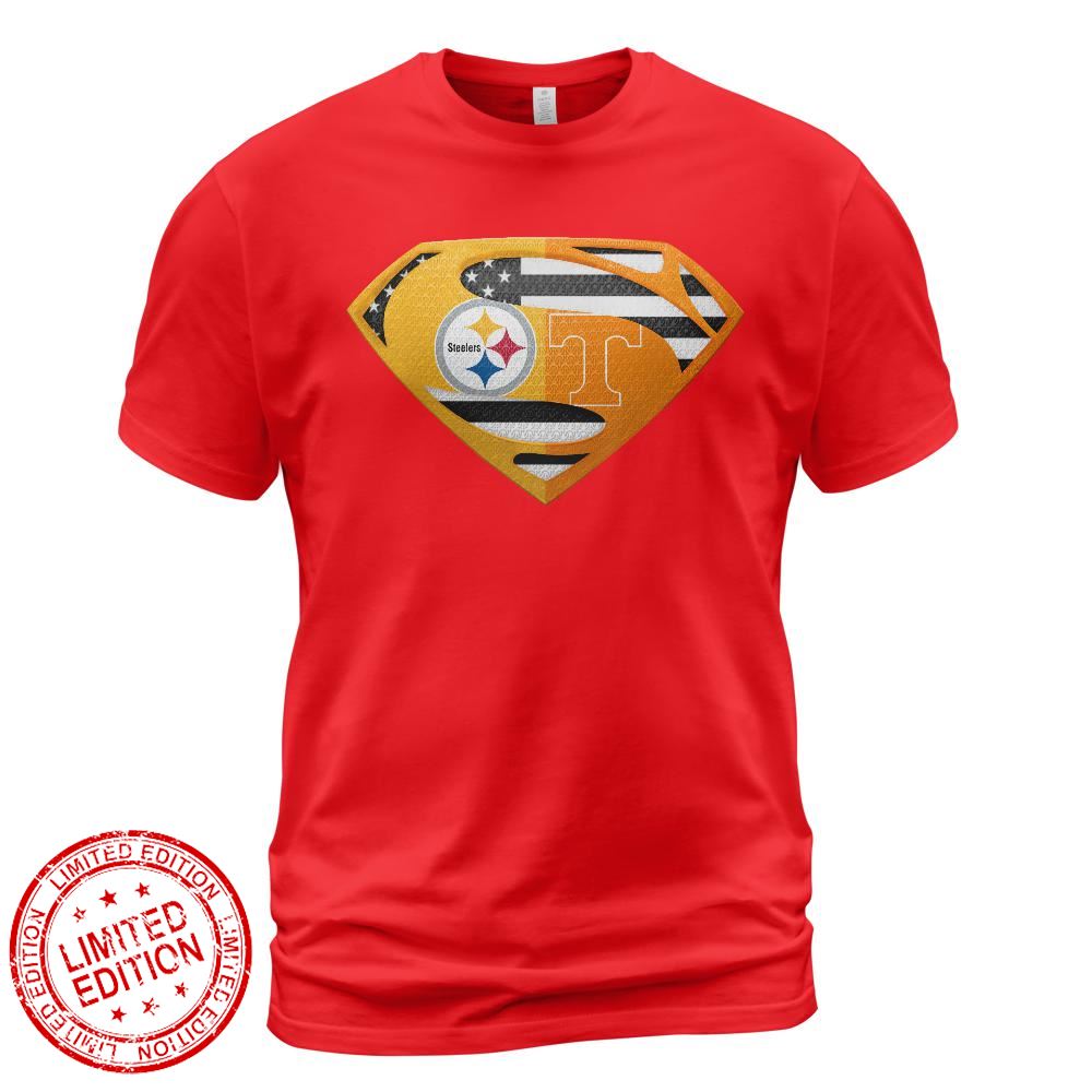 Pittsburgh Steelers Tennessee Volunteers Superman Logo Us Flag Shirt