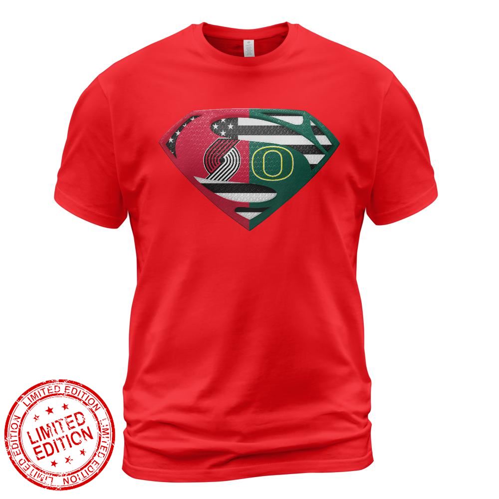 Portland Trail Blazers Oregon Ducks Superman Logo Us Flag Shirt