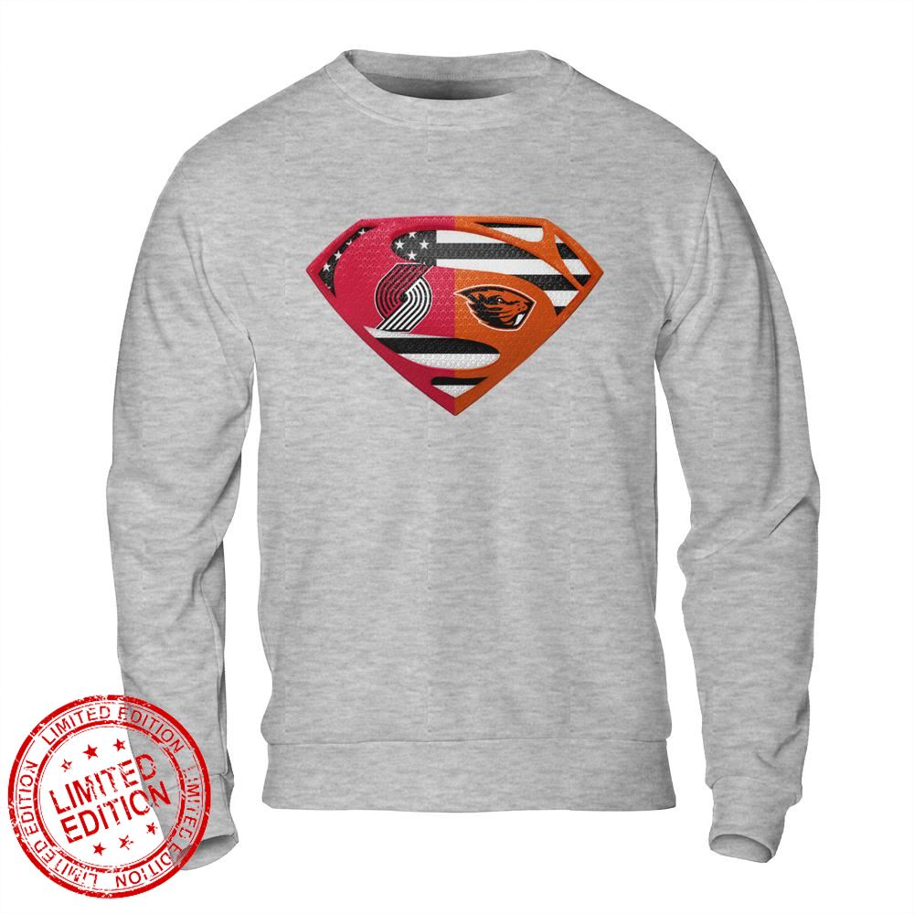Portland Trail Blazers Oregon State Beavers Superman Logo Us Flag Shirt