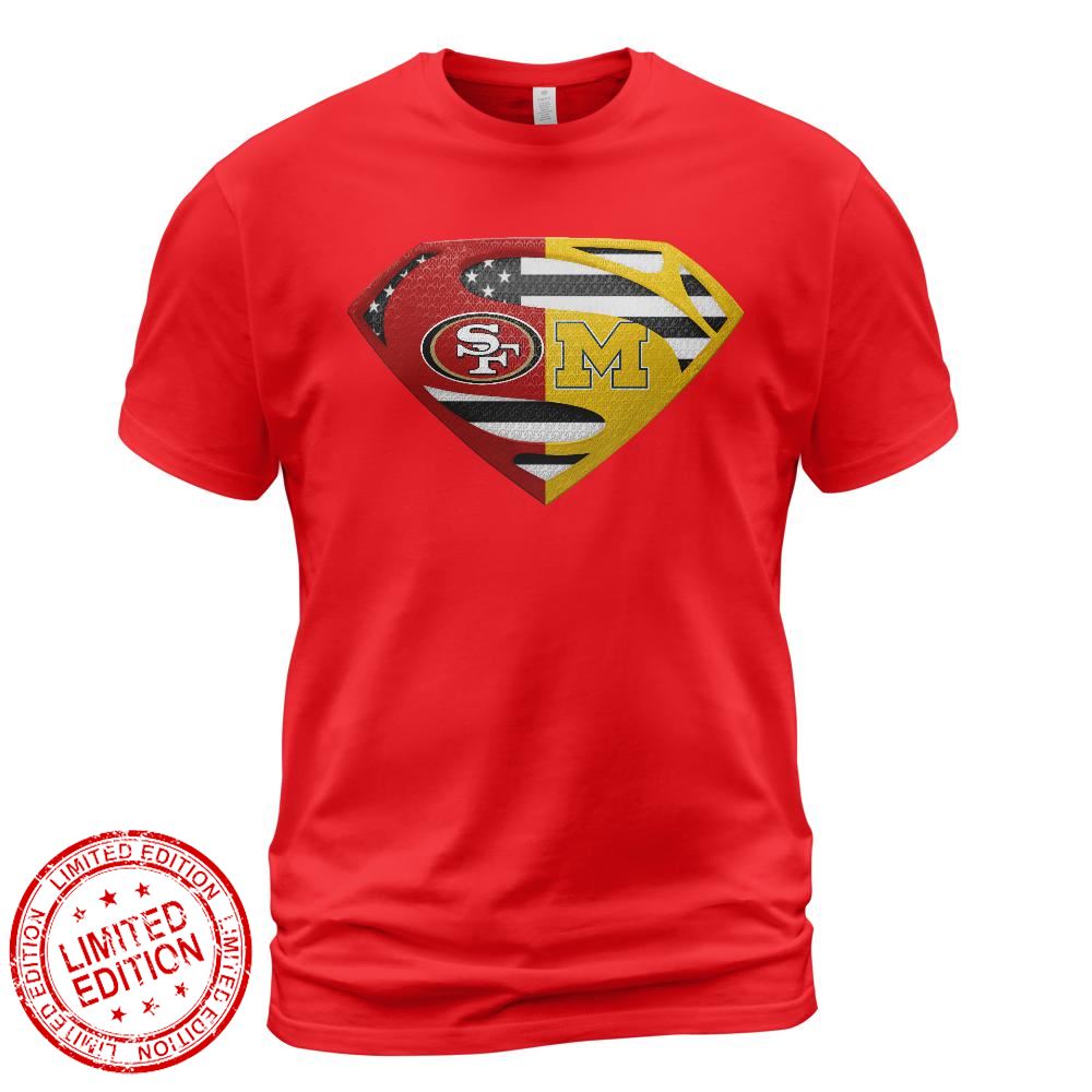 San Francisco 49ers Michigan Wolverines Superman Logo Us Flag Shirt