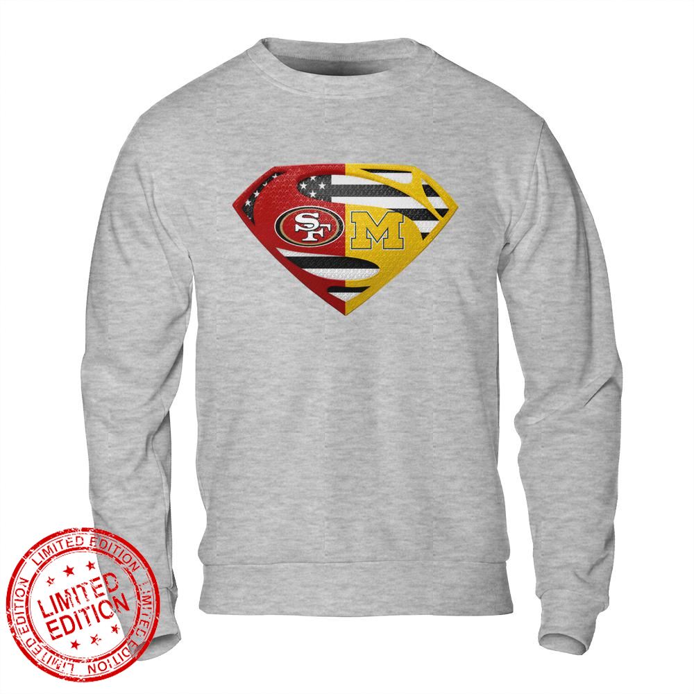 San Francisco 49ers Michigan Wolverines Superman Logo Us Flag Shirt