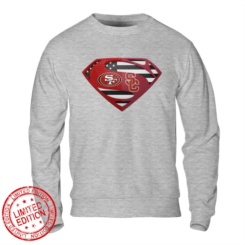 San Francisco 49ers Usc Trojans Superman Logo Us Flag Shirt