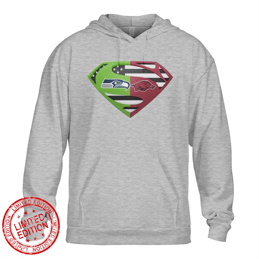 Seattle Seahawks Arkansas Razorbacks Superman Logo Us Flag Shirt Seattle Seahawks Arkansas Razorbacks Superman Logo Us Flag Shirt