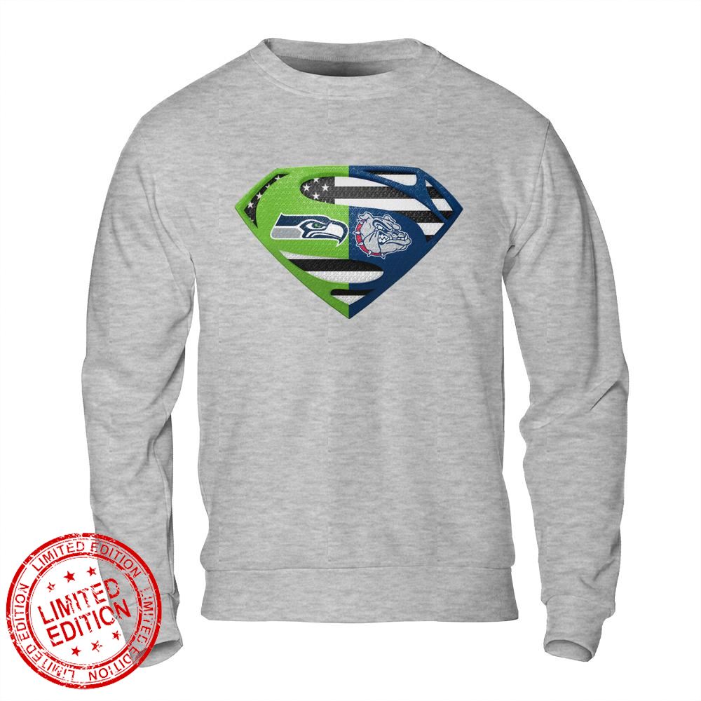 Seattle Seahawks Gonzaga Bulldogs Superman Logo Us Flag Shirt